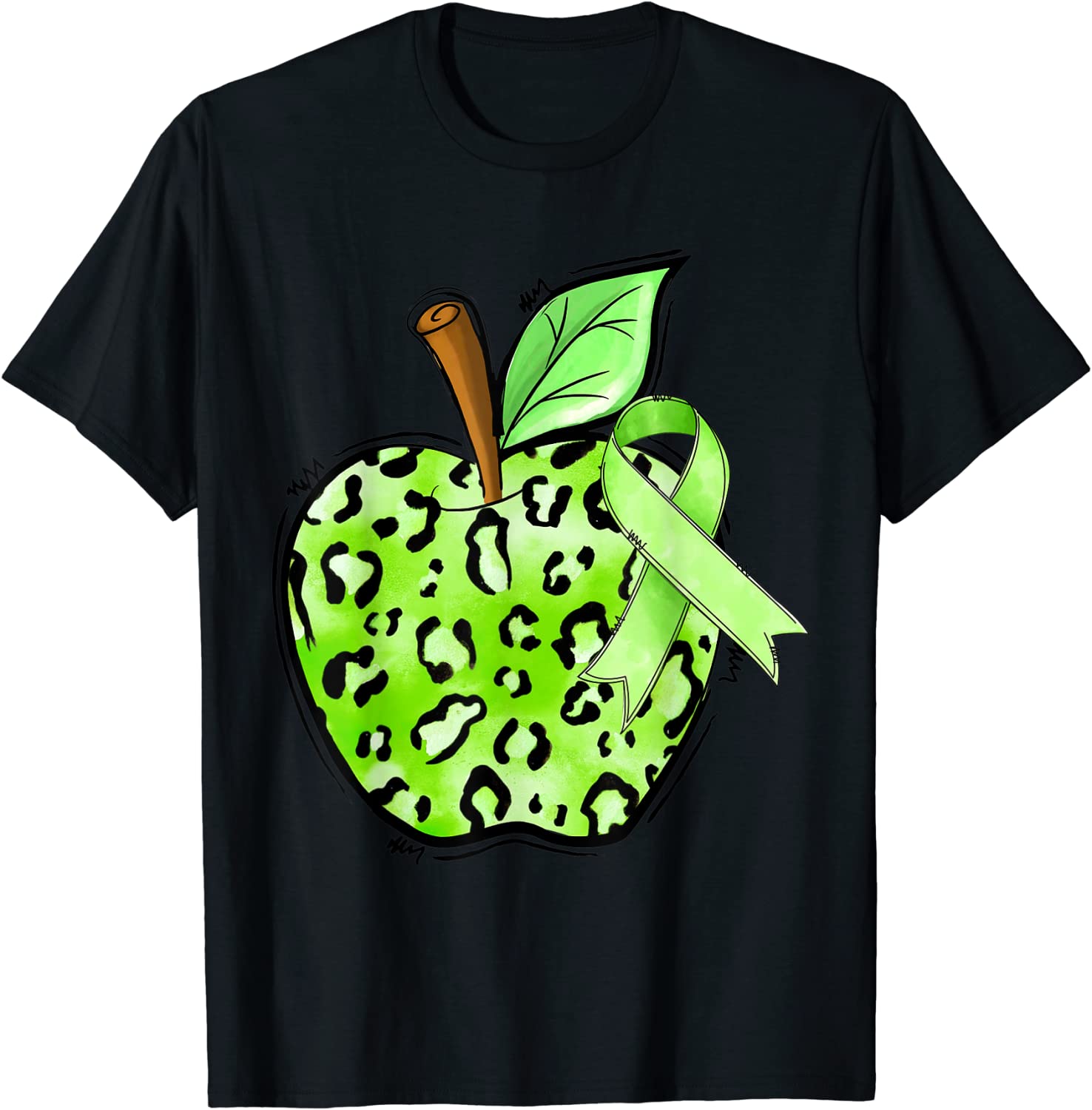 Leopard Apple Cerebral Palsy Awareness Green Ribbon Teacher 2022 Shirt