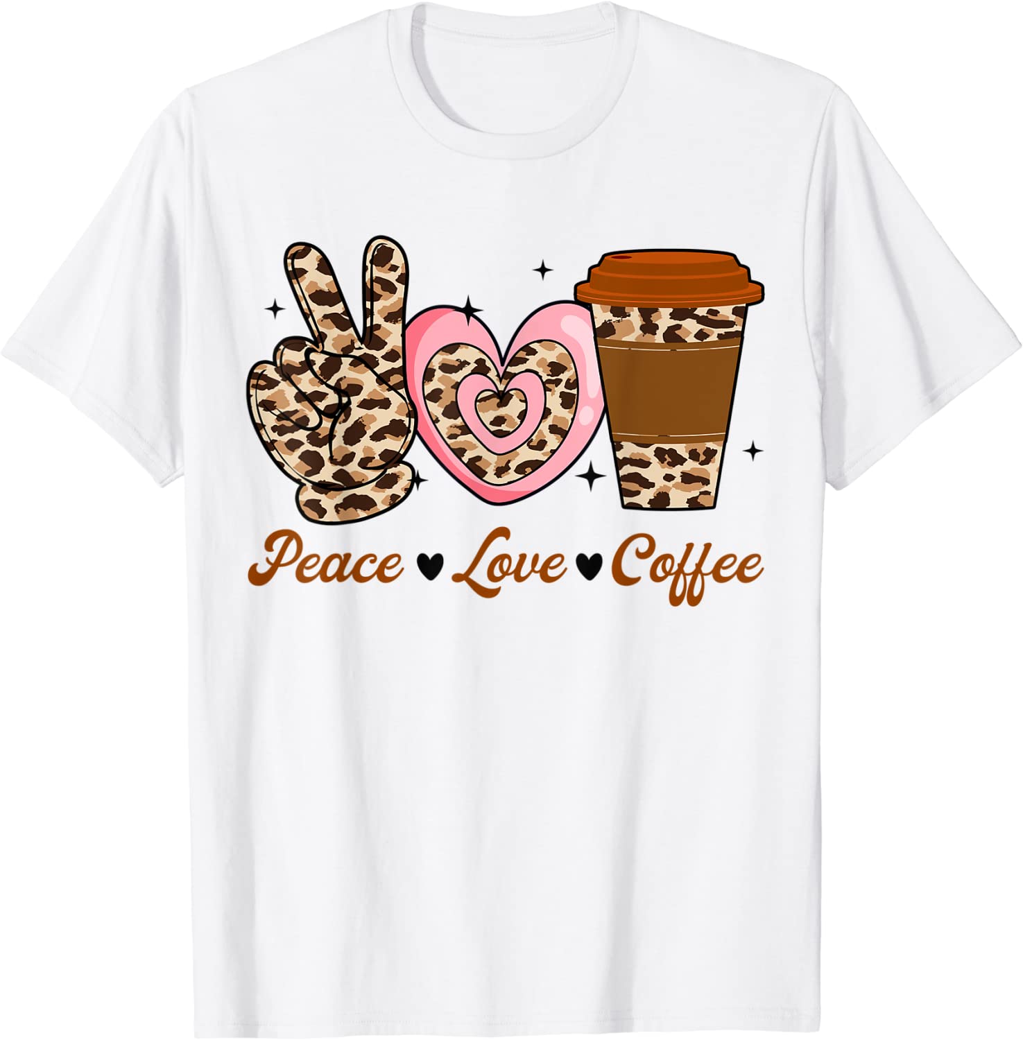 Leopard Peace Love Coffee Lovers Hippie Classic Shirt