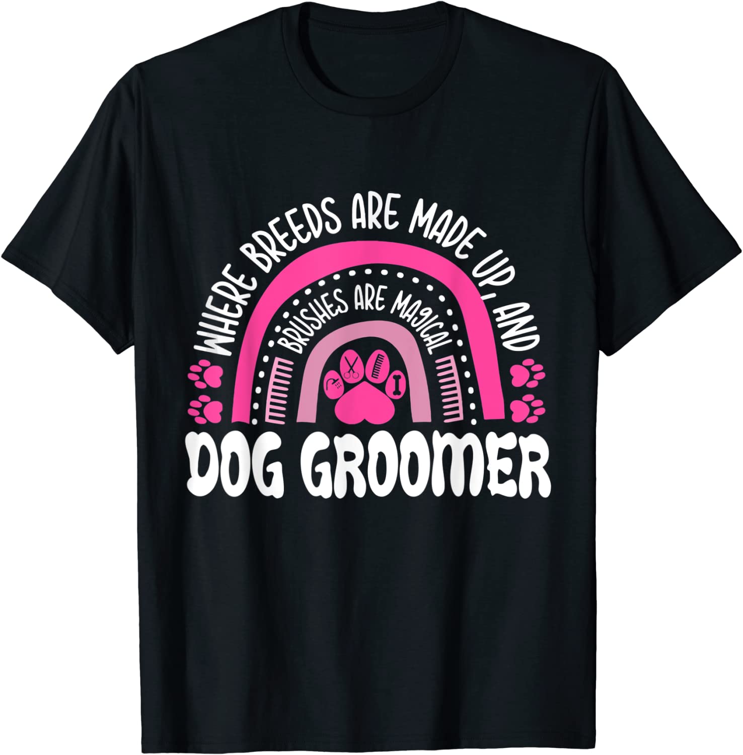 Leopard Rainbow Dog Groomer Pet Grooming Stylist Groomers T-Shirt