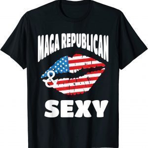 MAGA Republican and Sexy with American Flag Lips 2023 Shirt