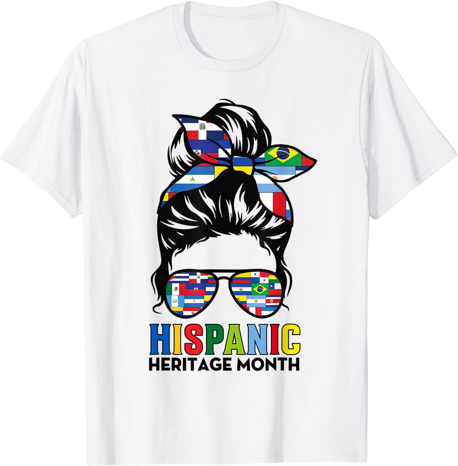 National Hispanic Heritage Month Latin Flags Messy Bun Classic Shirt 7851