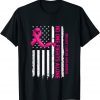 No One Fights Breast Cancer Alone US Flag Pink Ribbon 2023 Shirt