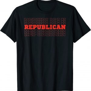 Patriotic Red Stacked Republican Repeat Maga Font Trump 2022 Shirt