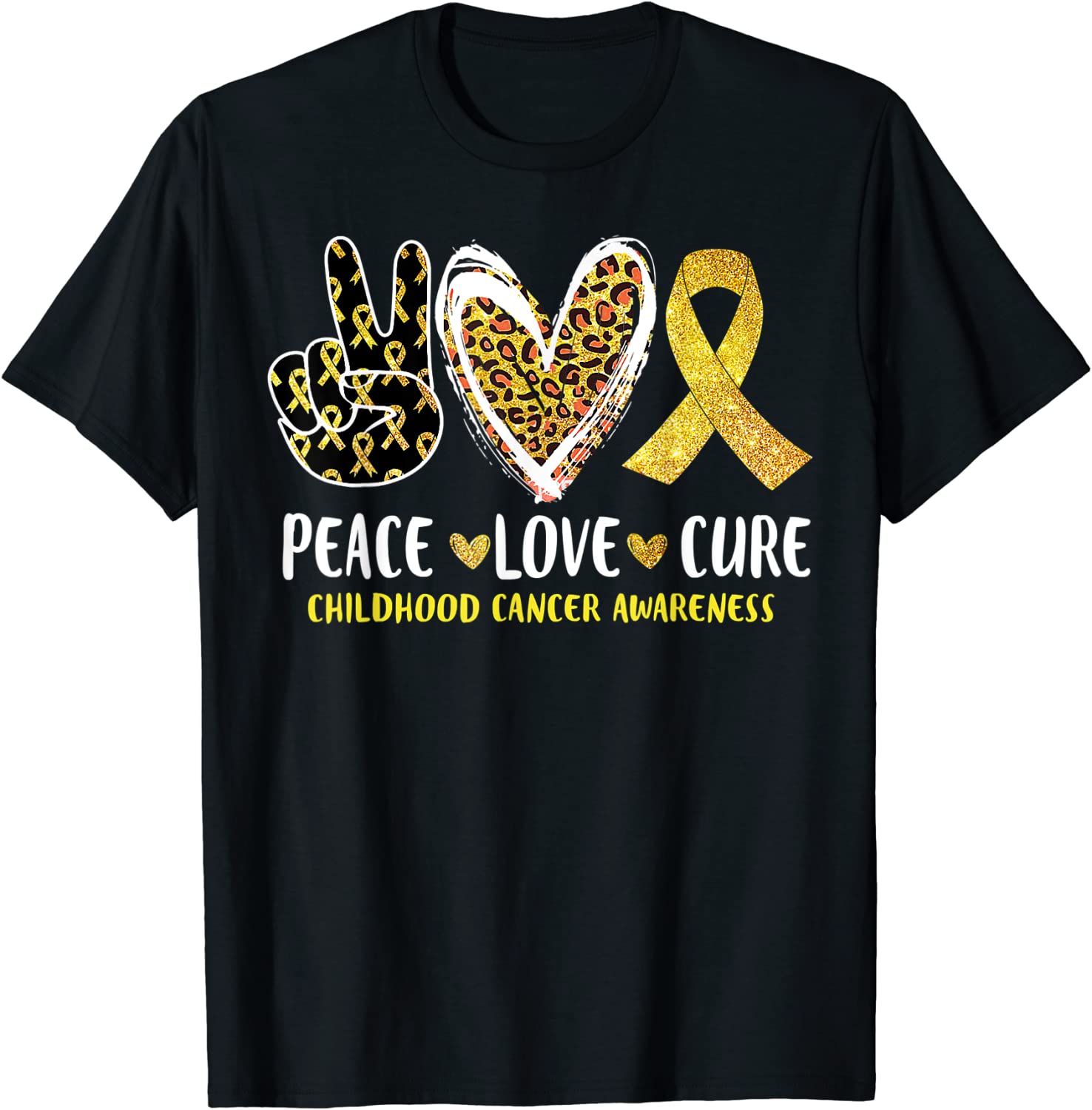 Peace Love Cure Childhood Cancer Awareness Leopart Heart 2023 Shirt