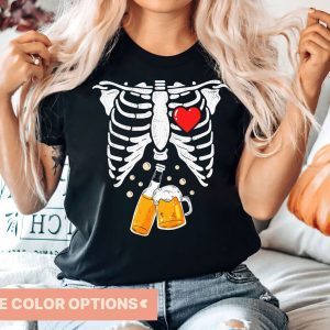 Skeleton Costume Halloween Beer Xray Matching Family Dad 2022 Shirt