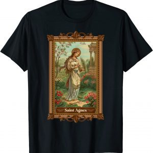 St Agnes of Rome Prayer Card Vintage Catholic Art Saints T-Shirt