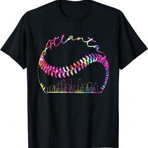 Tie Dye Atlanta Skyline City Baseball Classic Shirt