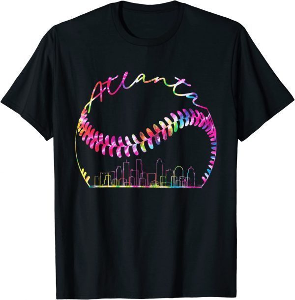 Tie Dye Atlanta Skyline City Baseball Classic Shirt