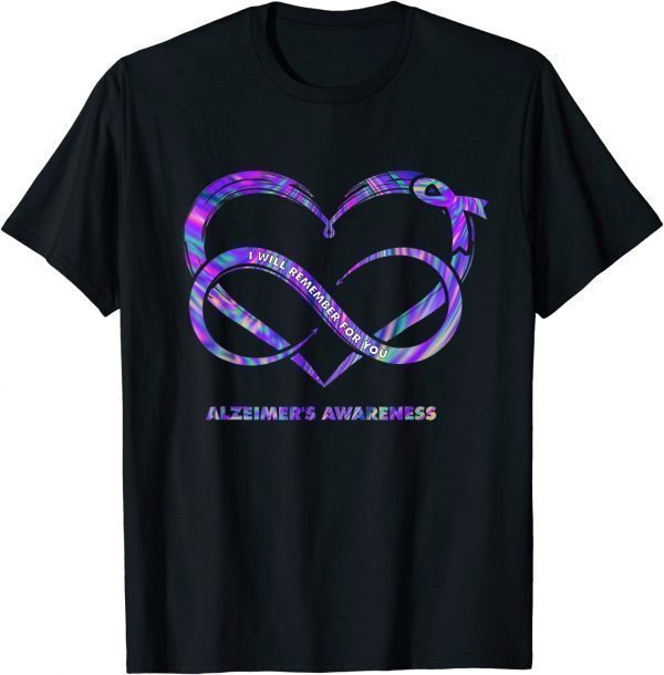 Tie Dye Heart I'll Remeber For You Alzheimer's Awareness 2023 Shirt