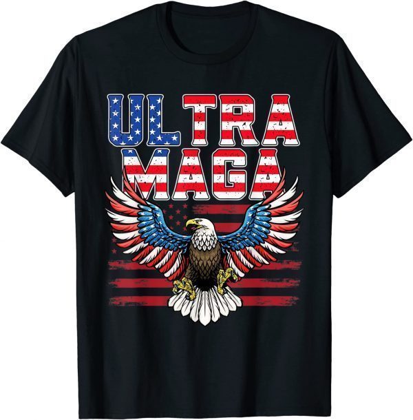 Vintage Ultra Maga Proud Ultra-Maga Eagle USA Flag 2022 T-Shirt