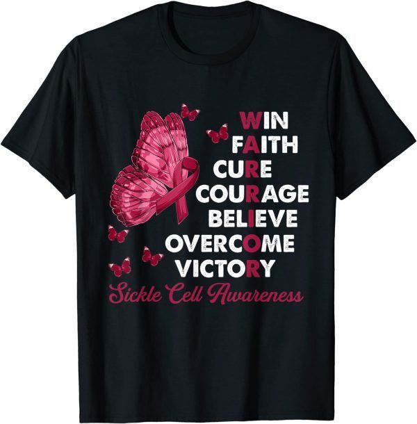 Warrior Win Faith Cure Ribbon Sickle Cell Awareness 2023 Shirt