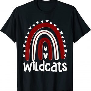 Wildcats School Hearts Rainbow Wildcat Sports Spirit Team Classic Shirt