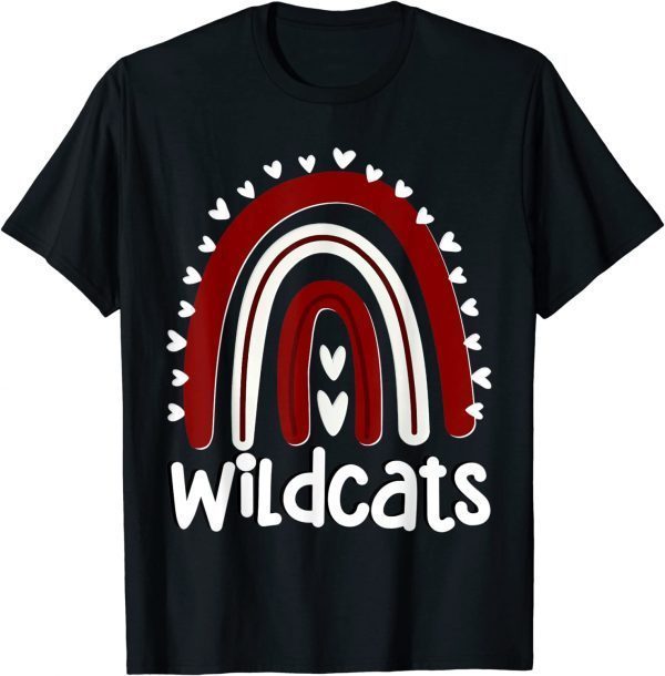 Wildcats School Hearts Rainbow Wildcat Sports Spirit Team Classic Shirt