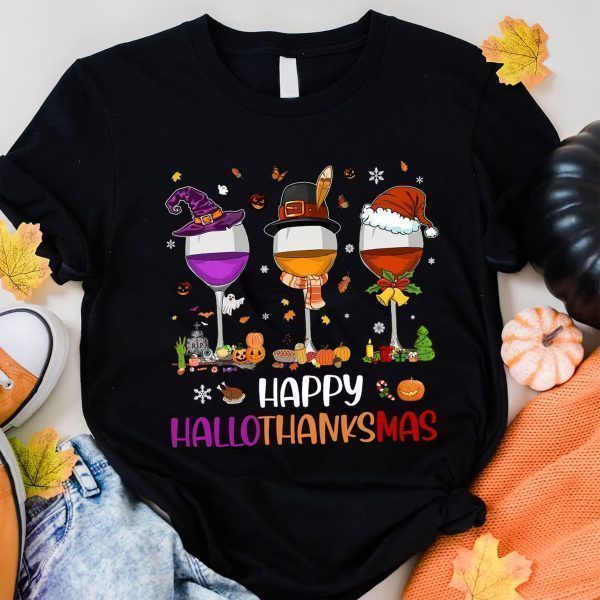 Wine Happy HalloThanksMas Classic Shirt
