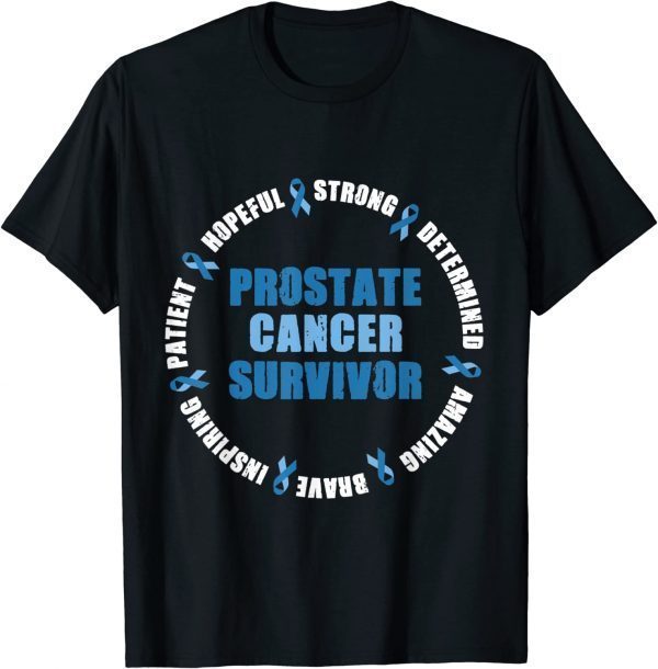 prostate cancer Survivor Warrior fighter Light Blue Ribbon T-Shirt