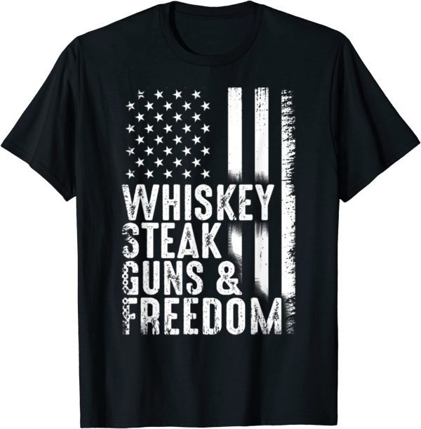 whiskey steak gun &freedom american flag 4th of july Classic Shirt