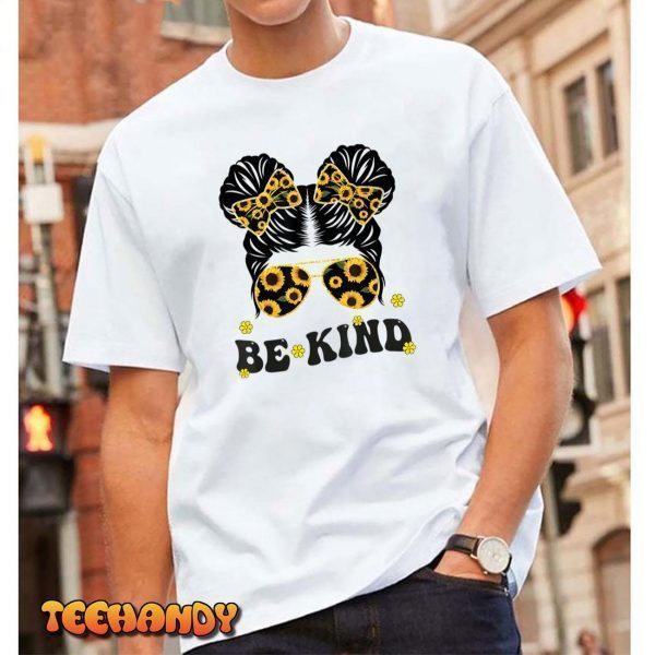 Be Kind Unity Day Anti Bullying Kids Cute Messy Bun Orange 2022 Shirt