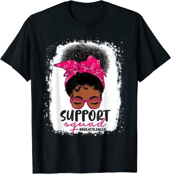 Black Women Girl Breast Cancer Support Squad Pink Ribbon 2022 Shirt