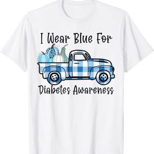 Blue Pumpkin I Wear Blue For Diabetes Awareness Plaid Truck Classic Shirt