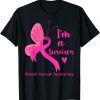 Butterfly Ribbon Pink I'm A Survivor Breast Cancer Awareness 2022 Shirt