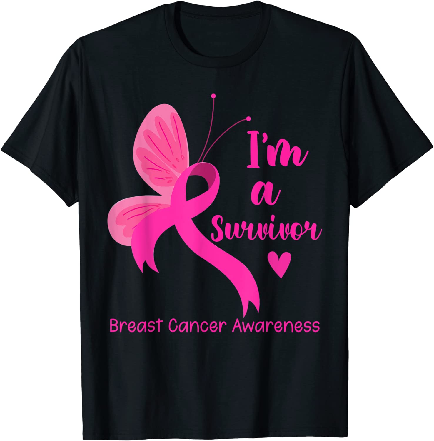 Butterfly Ribbon Pink I'm A Survivor Breast Cancer Awareness 2022 Shirt