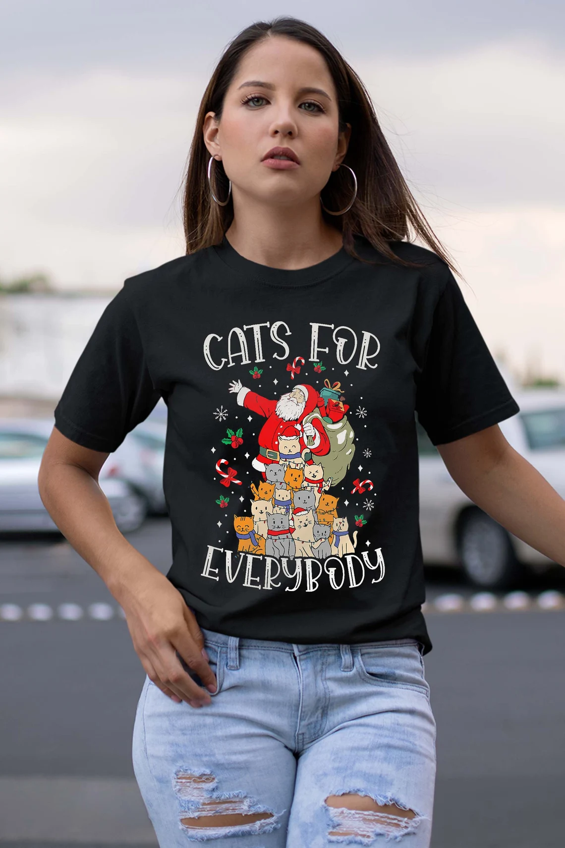 Cats For Everybody Ugly Christmas Cat 2022 Shirt
