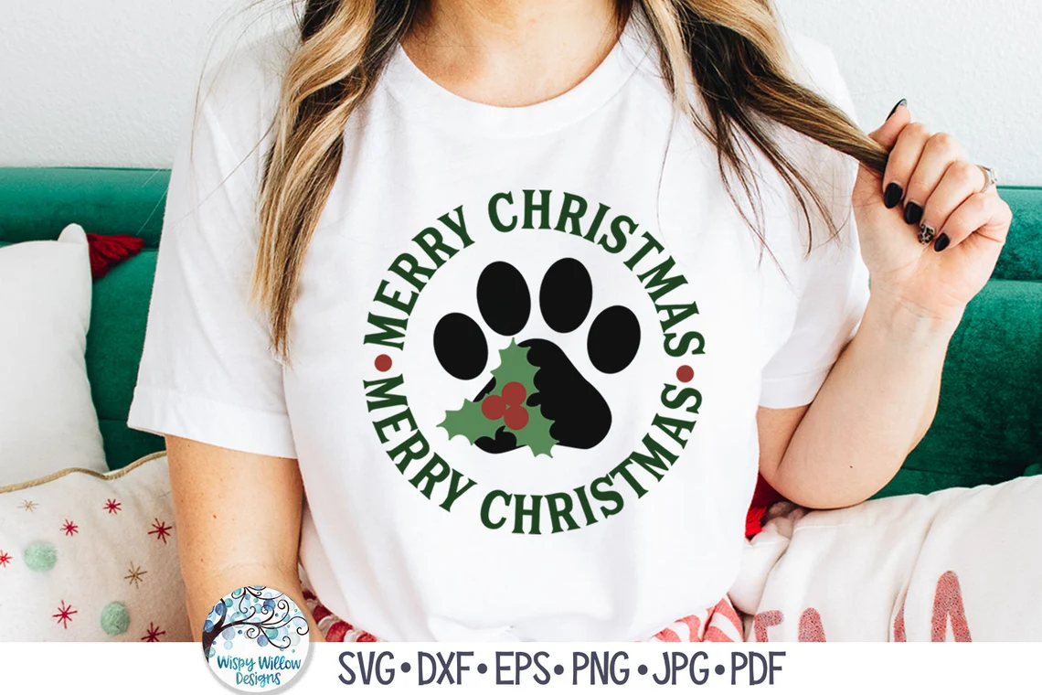 Christmas Dog Paw Print Classic Shirt
