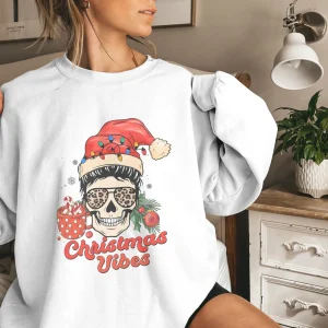 Christmas Vibes Skull Santa Skull 2022 Shirt