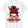 Drug Free Red Ribbon Week Awareness Messy Bun Hair Support 2022 Shirt