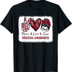 Dyslexia Awareness Red Ribbon Heart Peace Love Cure Classic Shirt