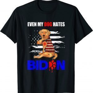 Even My Dog Hates Biden USA Flag Golden Retriever 2022 Shirt