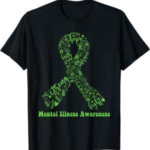 Green Ribbon World Mental Illness Awareness Month T-Shirt