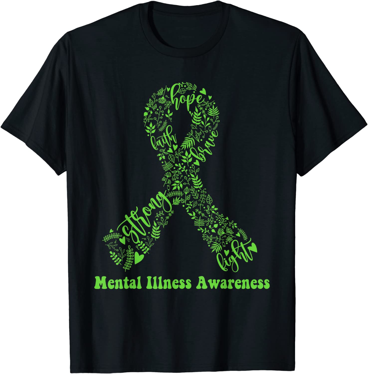 Green Ribbon World Mental Illness Awareness Month T-Shirt