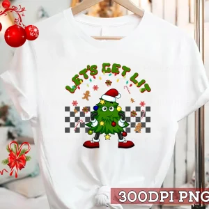 Groovy Let's Get Lit Christmas Tree Xmas Lights 2022 Shirt