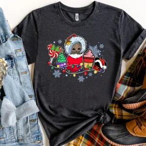Guardians Of The Galaxy Santa Baby Groot Food and Drink Christmas 2022 Shirt