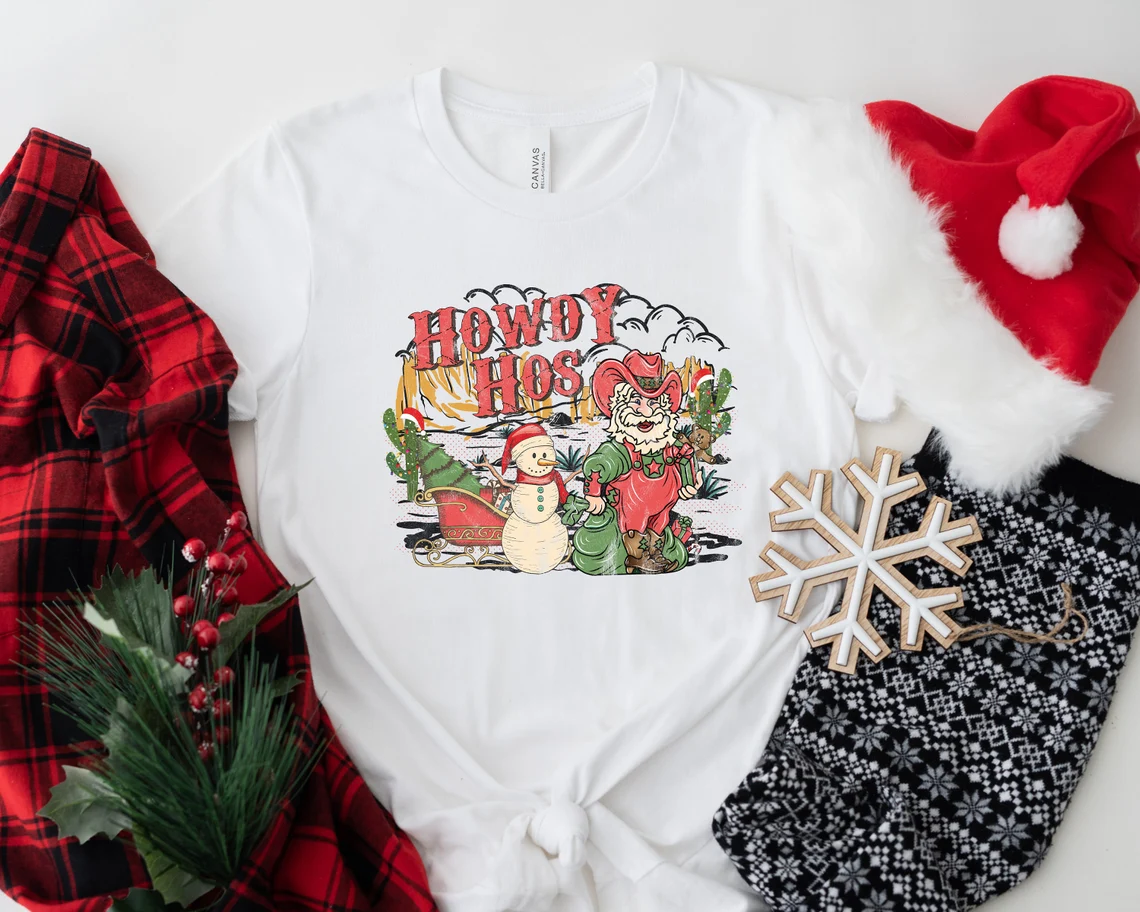 Howdy Hos Christmas Santa Cowboy Hohoho Howdy Christmas Classic Shirt
