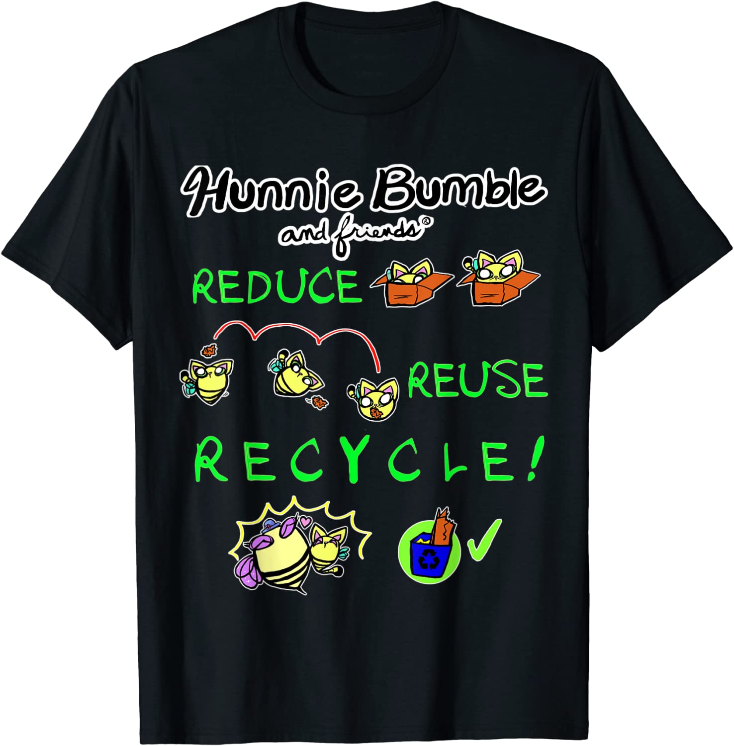 Hunnie Bumble and Friends Reduce Reuse Recycle Eco-friendly 2022 Shirt