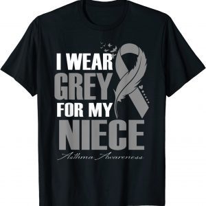 I Wear Grey For My Niece Asthma Awareness Feather 2022 Shirt