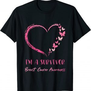 I'm A Survivor Breast Cancer Awareness Heart Butterflies Classic Shirt