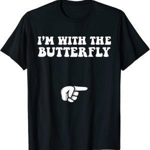 I'm With Butterfly Halloween Costume Party Matching Couples T-Shirt