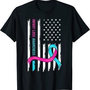 Infant Loss Awareness Flag American Pink And Blue Ribbon 2022 Shirt