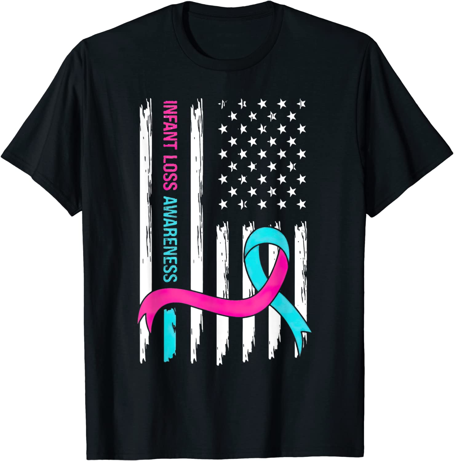 Infant Loss Awareness Flag American Pink And Blue Ribbon 2022 Shirt
