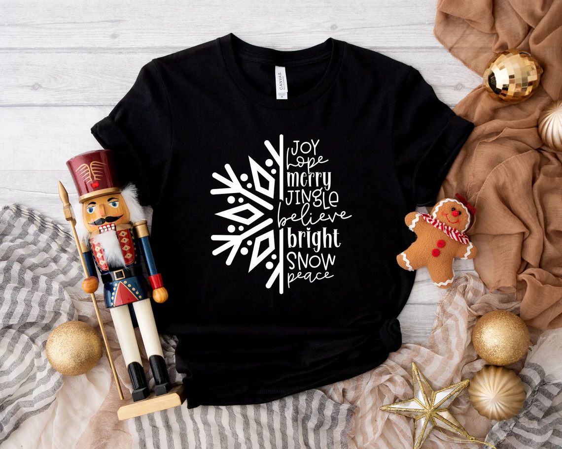 Joy Hope Merry Jingle Believe Bright Snow Peace Christmas 2022 Shirt