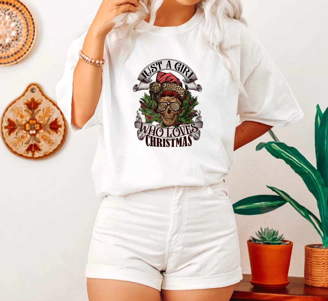 Just A Girl Who Loves Christmas Skeleton Christmas 2022 Shirt