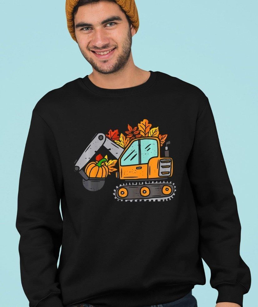 Kids Construction Vehicle Thanksgiving Pumpkin Fall Autumn 2022 Shirt