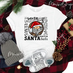 Leopard Santa Typography Team Santa Claus 2022 Shirt