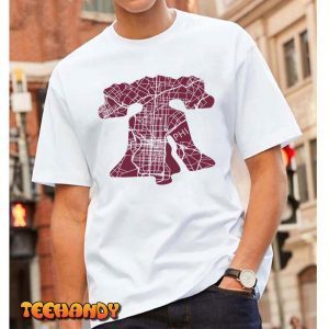 Philadelphia Street Map Liberty Bell Vintage Maroon Philly Classic Shirt