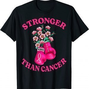 Stronger Than Cancer Boxing Gloves Pink Ribbon Breast Cancer 2022 Shirt