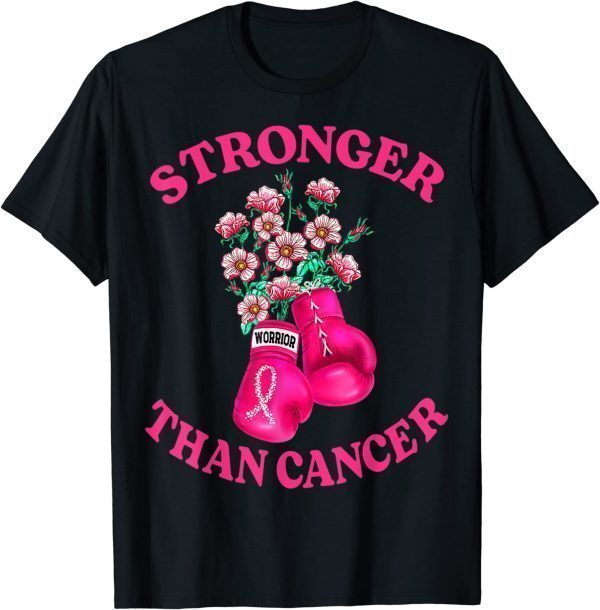 Stronger Than Cancer Boxing Gloves Pink Ribbon Breast Cancer 2022 Shirt