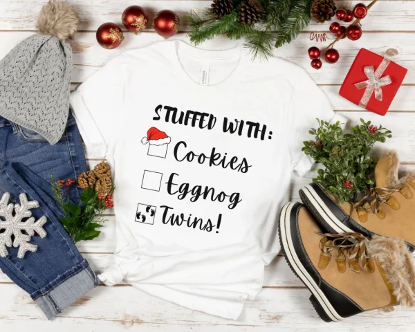 Stuffed with Twins Pregnancy Christmas reveal 2022 Shirt